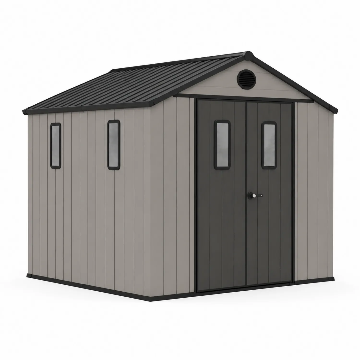 Capanno portaoggetti rettangolare in plastica resina Grigio/Antracite 256x331x243 cm