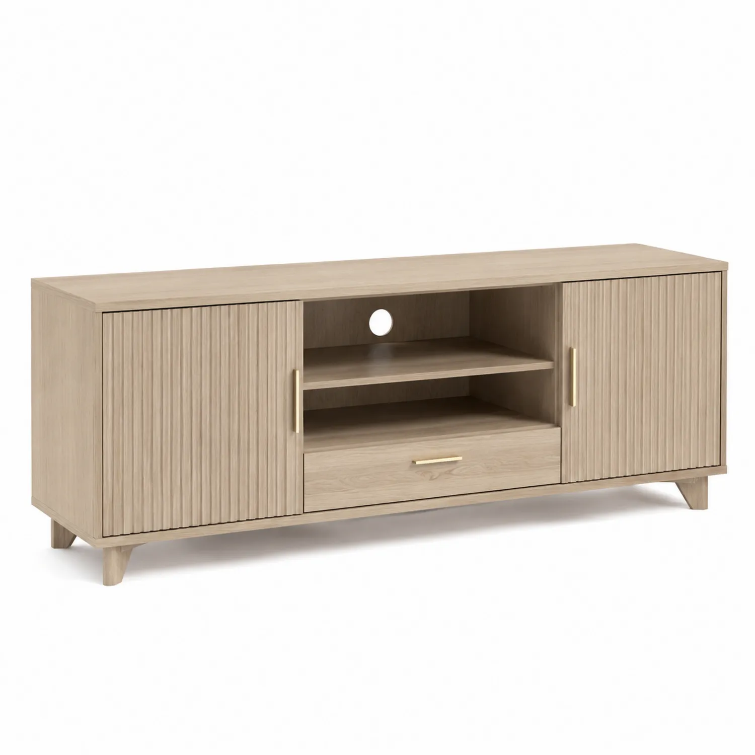 Mobile TV in Legno di Quercia con Cassetto e Ante 180x40x55 cm