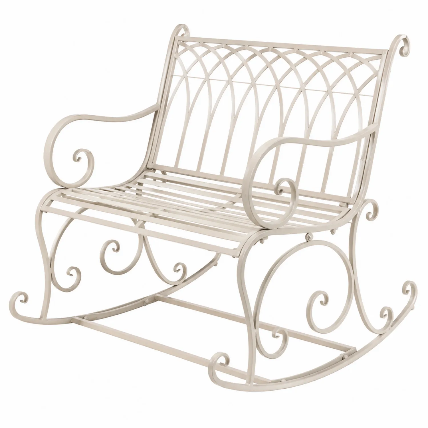 Sedia a dondolo in metallo verniciato beige