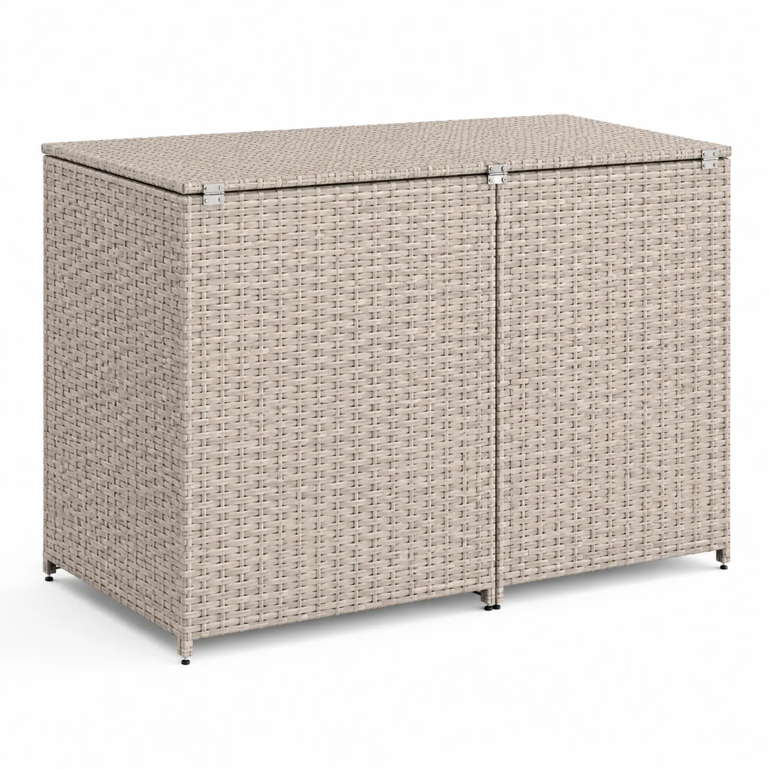 Contenitore in Rattan Sintetico Beige con Struttura in Acciaio Zincato