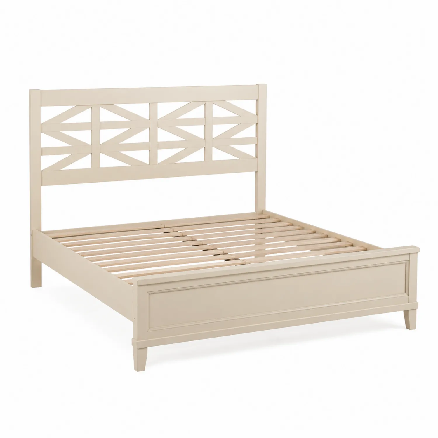 Letto matrimoniale in legno beige con testiera intagliata 200x160 cm