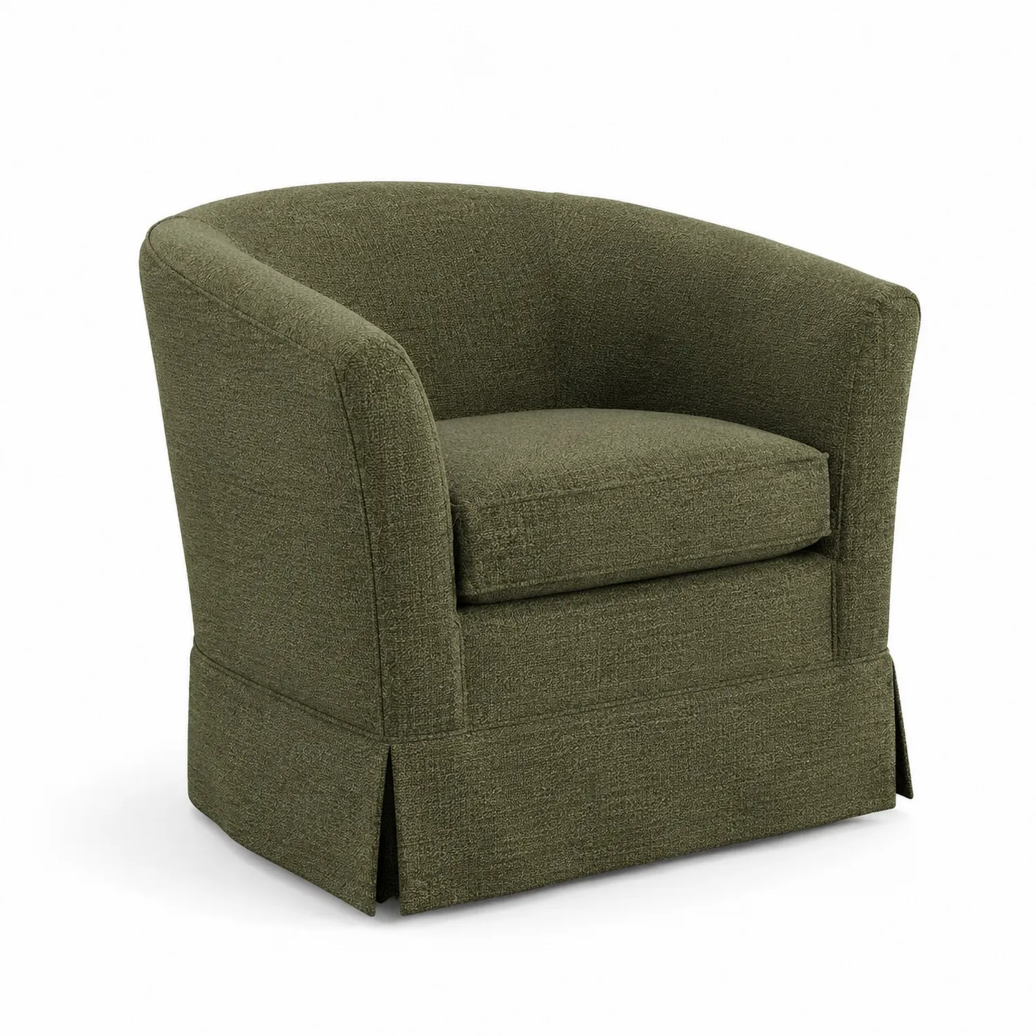 Poltrona in tessuto verde oliva con schienale imbottito