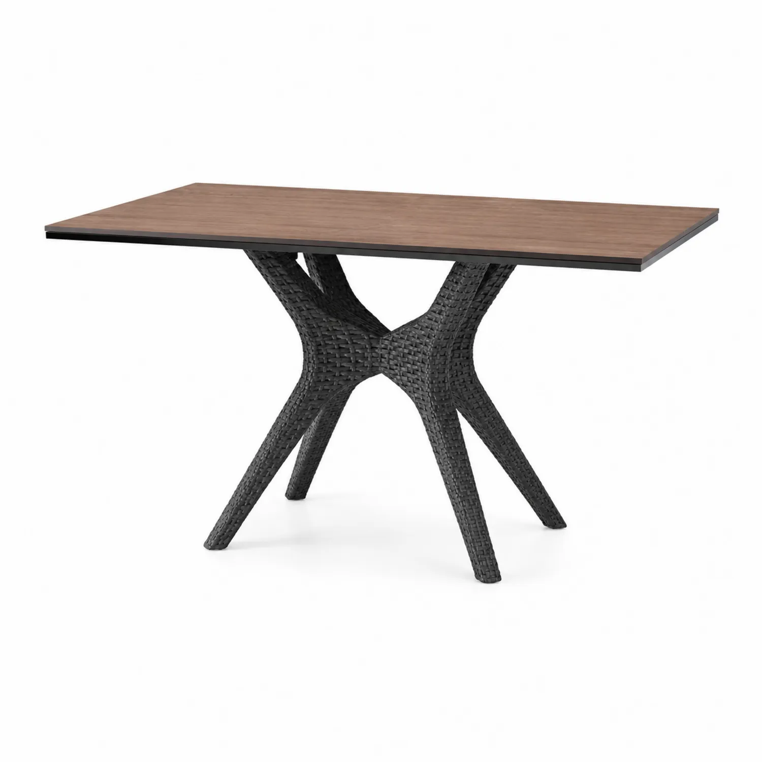 Tavolo da Giardino Rettangolare in Legno Composito e Rattan Sintetico