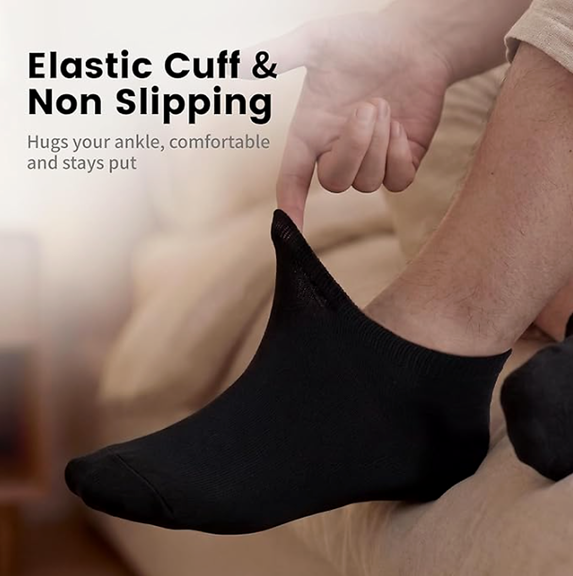 SV No Show Socks Men, Low Cut Ankle Short Casual Cotton Socks with Non Slip Grips 6-10/11-13