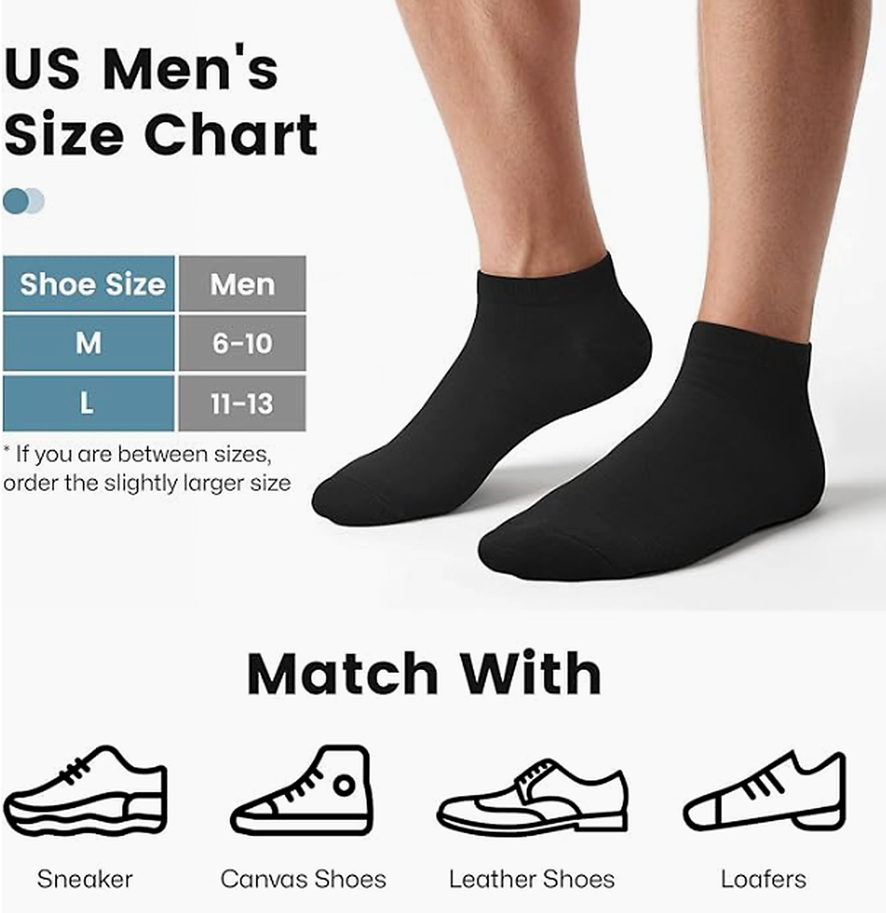 SV No Show Socks Men, Low Cut Ankle Short Casual Cotton Socks with Non Slip Grips 6-10/11-13