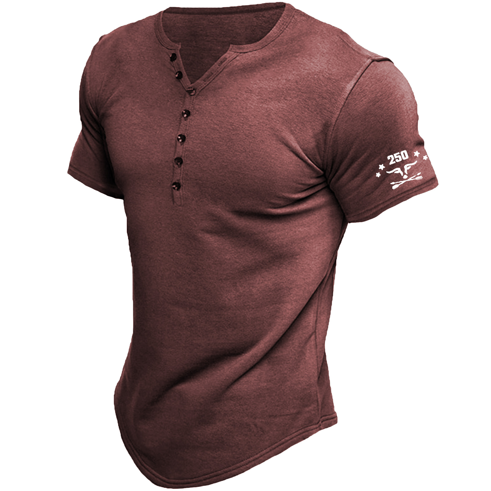 Men's T Shirt Tee Henley Top Short Sleeve Solid Color