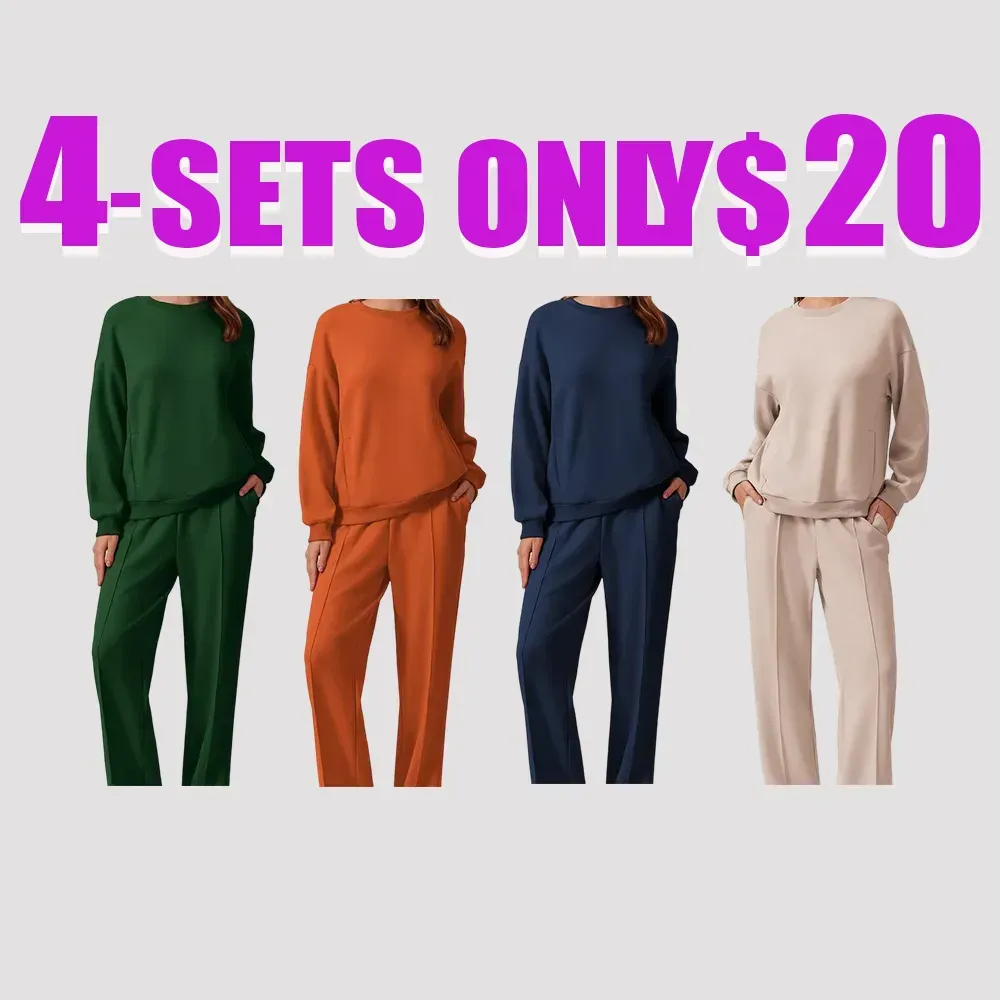 2-Piece Sweatshirt & Pants Set – Comfy Travel or Home Outfit