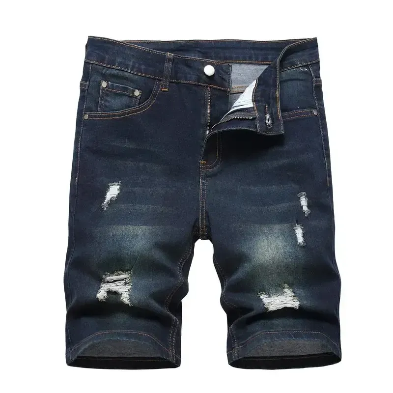 Men's Ripped Denim Shorts - Stretch - Distressed Street Style