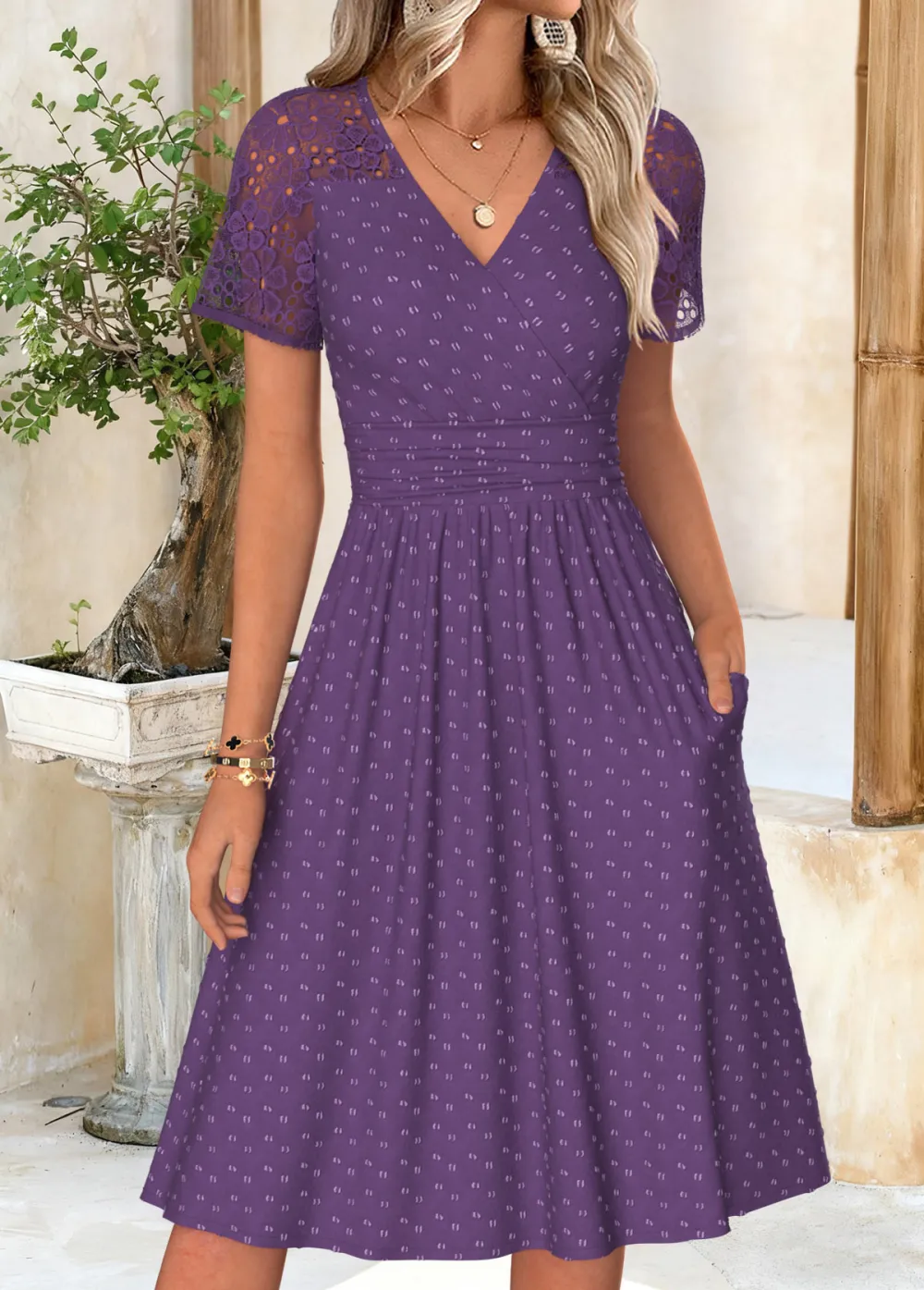 Multi Color Tummy Coverage Floral Print Short Sleeve Dress
