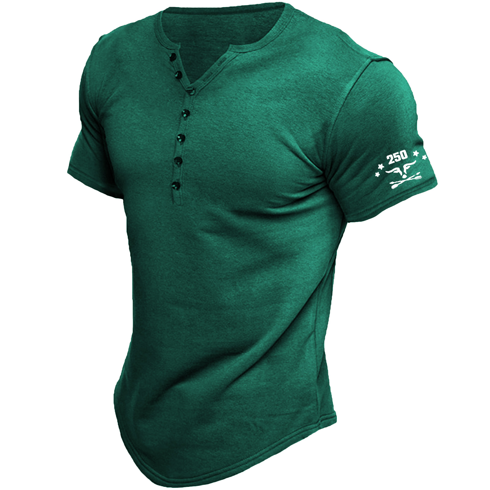 Men's T Shirt Tee Henley Top Short Sleeve Solid Color