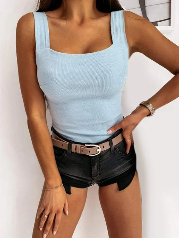 Sexy Skinny Solid Sleeveless KnitTank