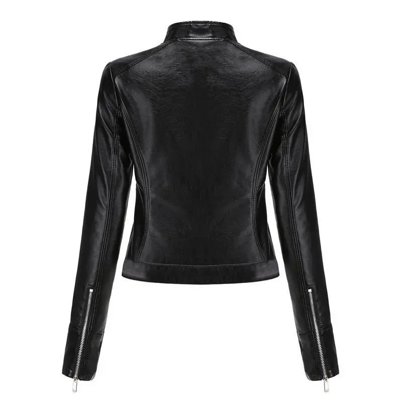New Women's Short LeatherJackets, Small Outerwear for Springand Autumn