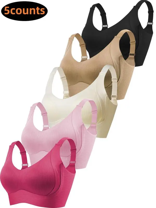 Women's Solid Color Wireless Bra,Comfortable Breathable Push Up Bra