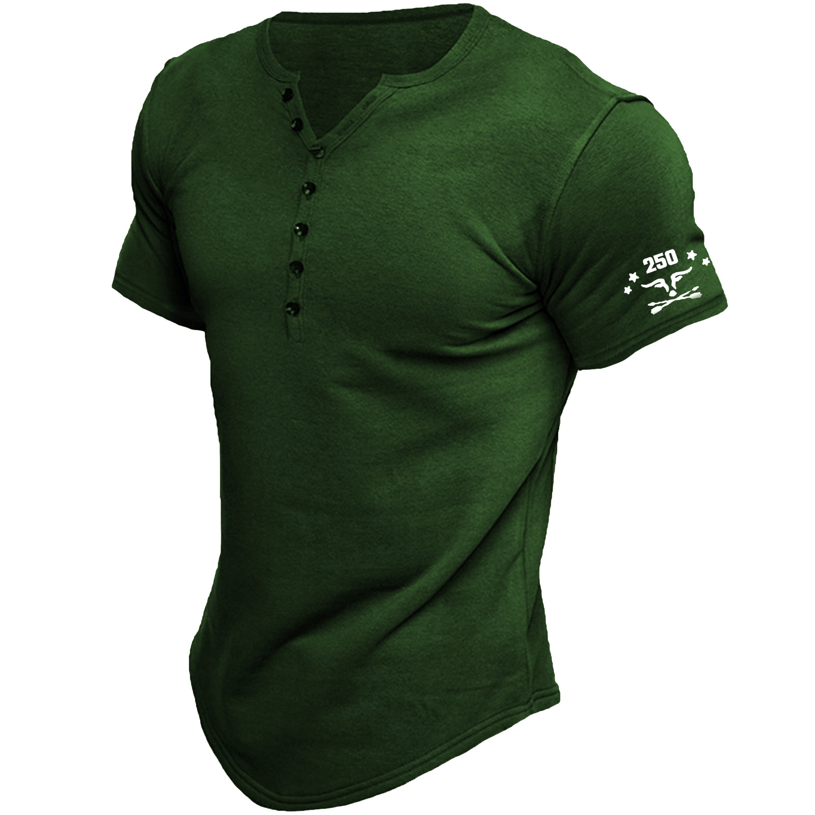 Men's T Shirt Tee Henley Top Short Sleeve Solid Color