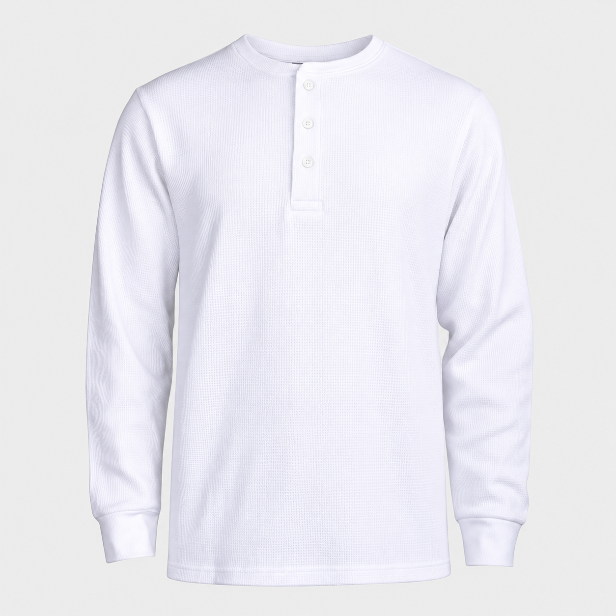 Men's Cotton Waffle-Knit Thermal Henley Shirt Long Sleeve S-3XL Breathable Fashion Casual Pullover Solid Tops Knitwear Menswear