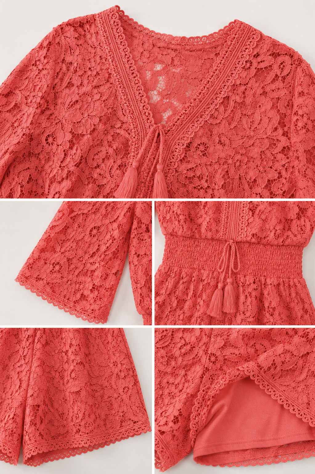 Casual short V-neck lace suit