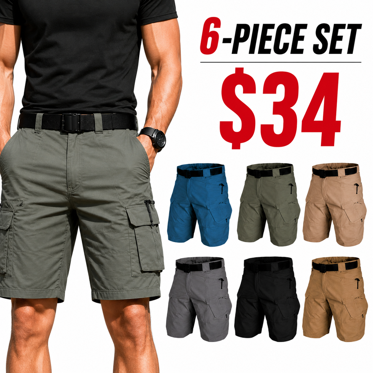 Men's Multifunctional Waterproof Multi-pocket Outdoor Tactical Shorts X