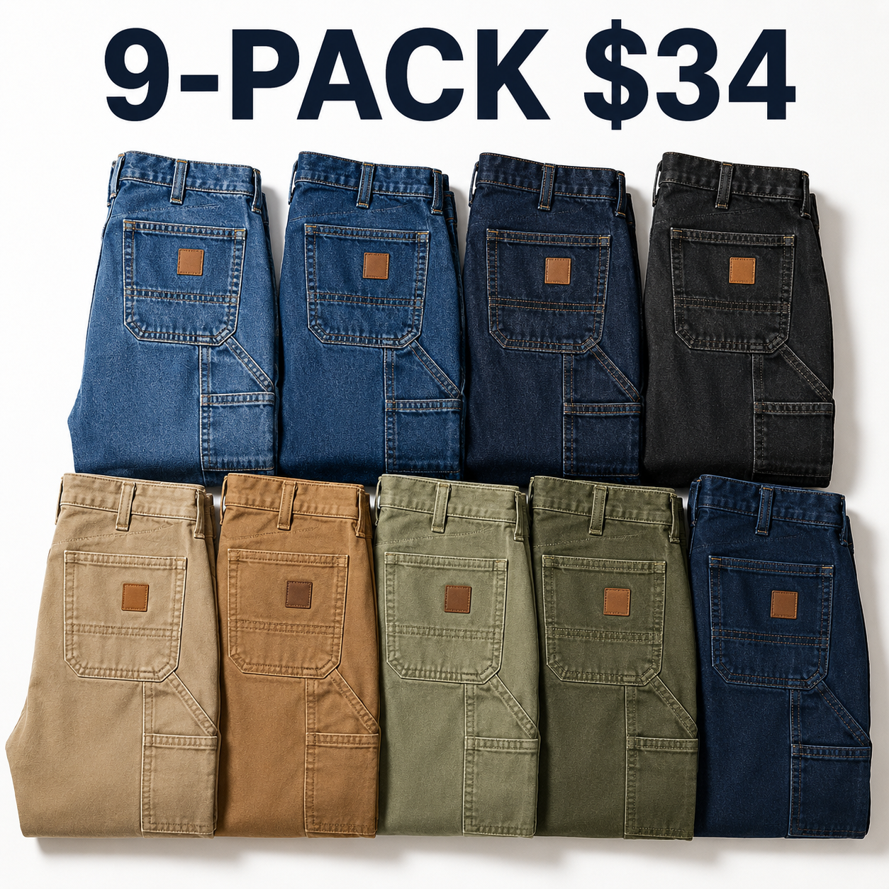 🔥Last Day 89% OFF🔥Men's Loose Fit Washed Duck Utility Work Pant 9-PACK with 7 Pockets