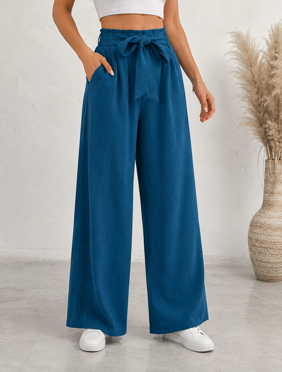 WOMEN'S HIGH-WAISTEDWIDE-LEG PANTS