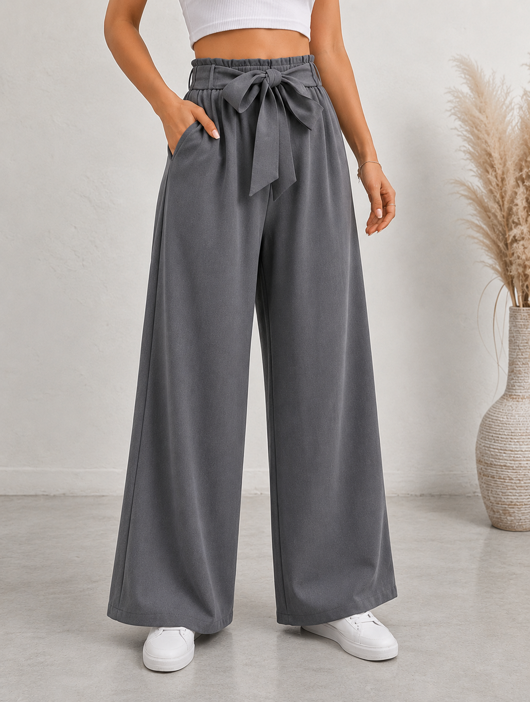 WOMEN'S HIGH-WAISTEDWIDE-LEG PANTS