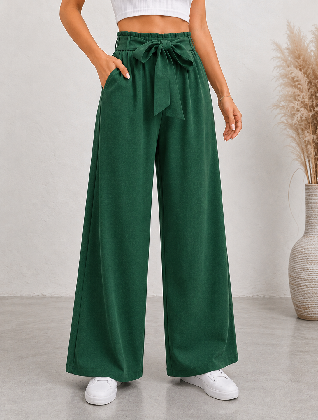 WOMEN'S HIGH-WAISTEDWIDE-LEG PANTS