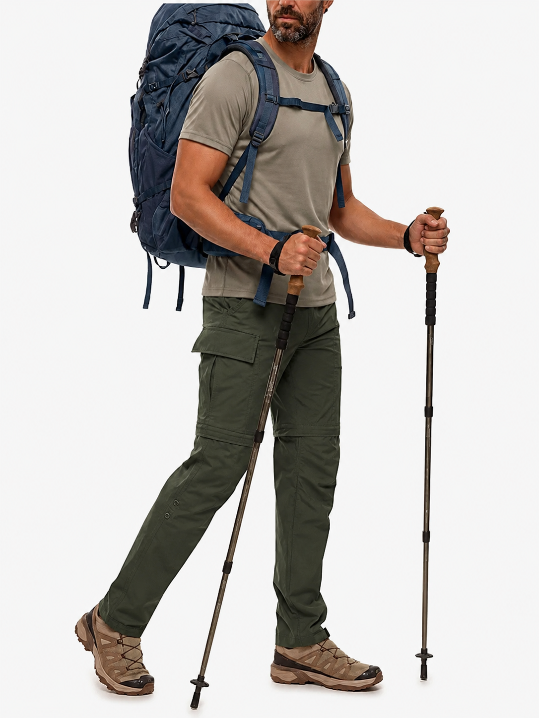 SV Mens Convertible Hiking Pants: 3 in 1 Zip-Off Lightweight Quick-Dry Water-Resistant with 5 Deep Pockets for Travel