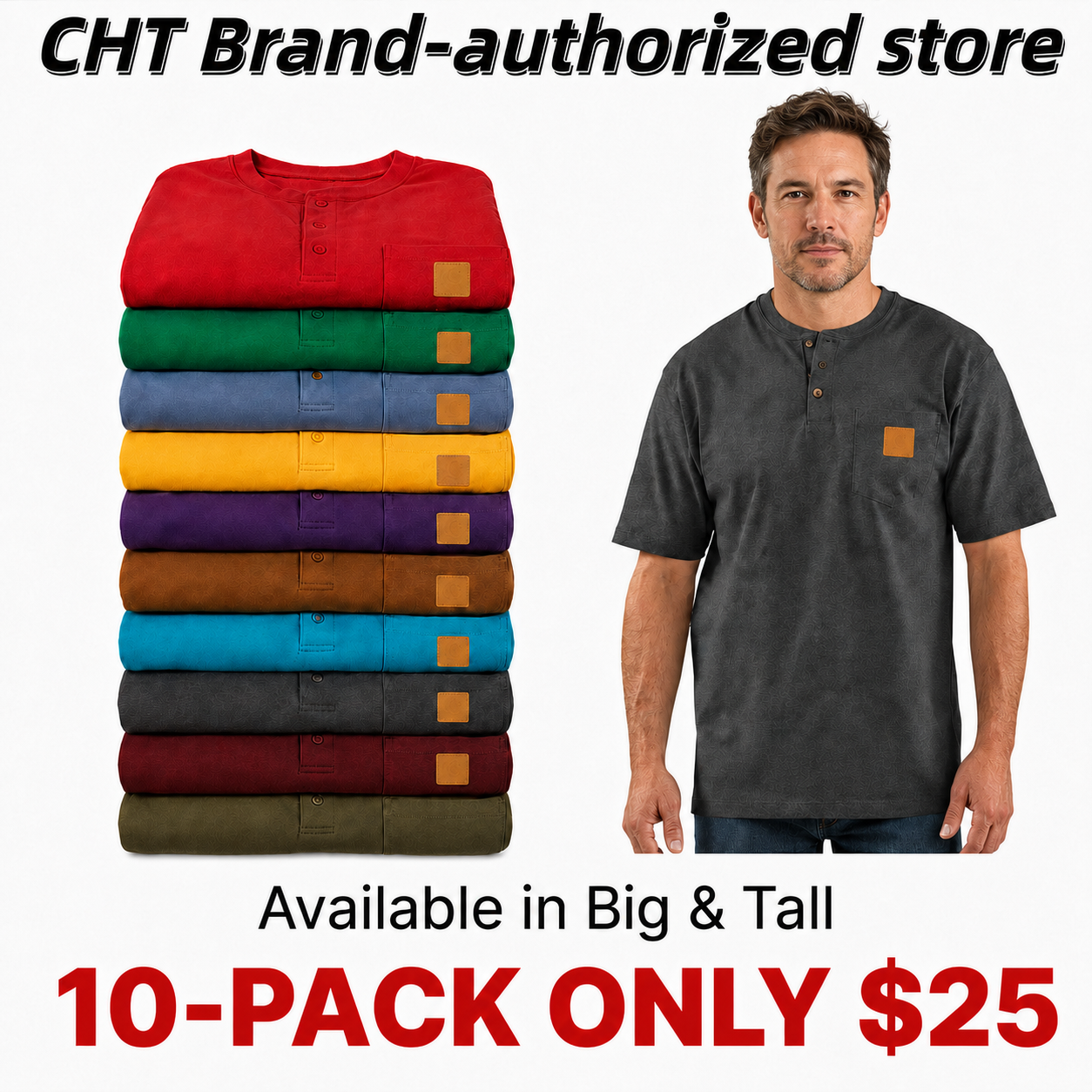 🕒Today Only – Deal! CHT Men's K84 Heavyweight Work Polo with pocket