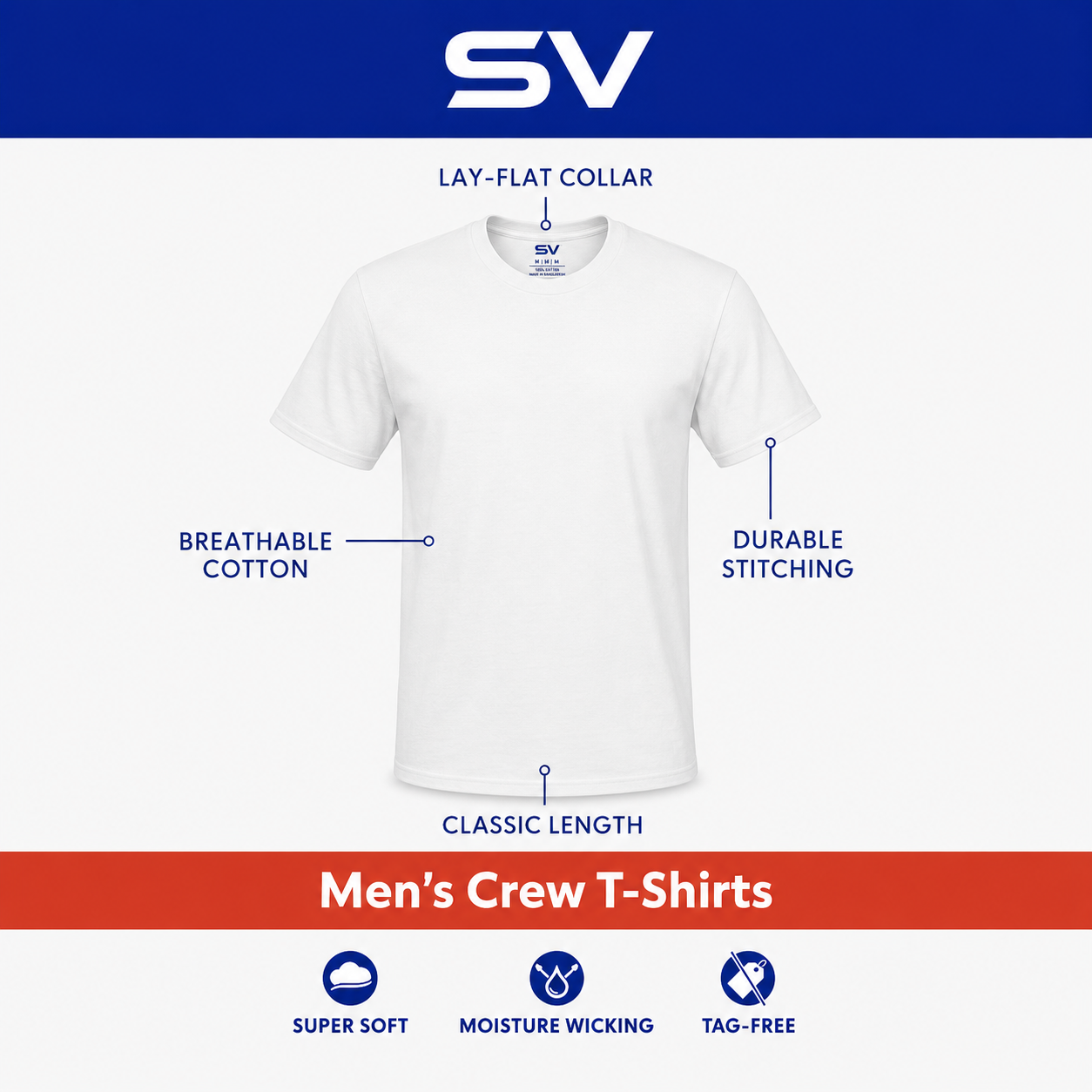 SV Men's Crew T-Shirts, Multipack