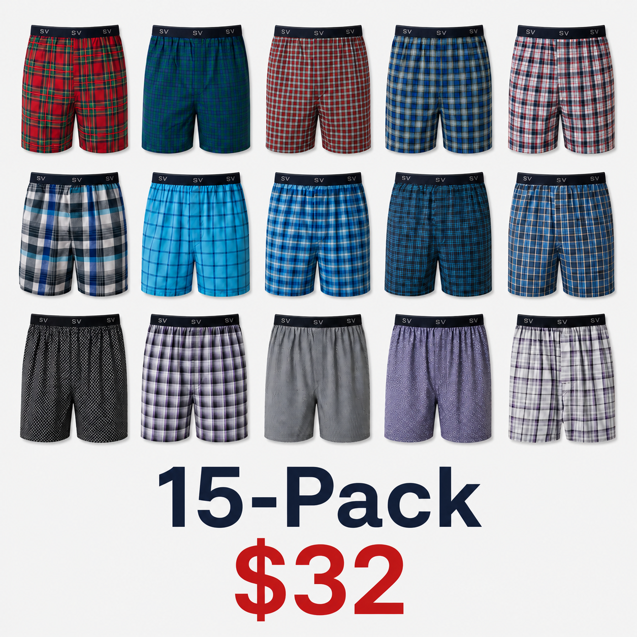 Men's Underwear Boxers Pack, Cool & Breathable Cotton Underwear, Moisture-Wicking Boxers for Men