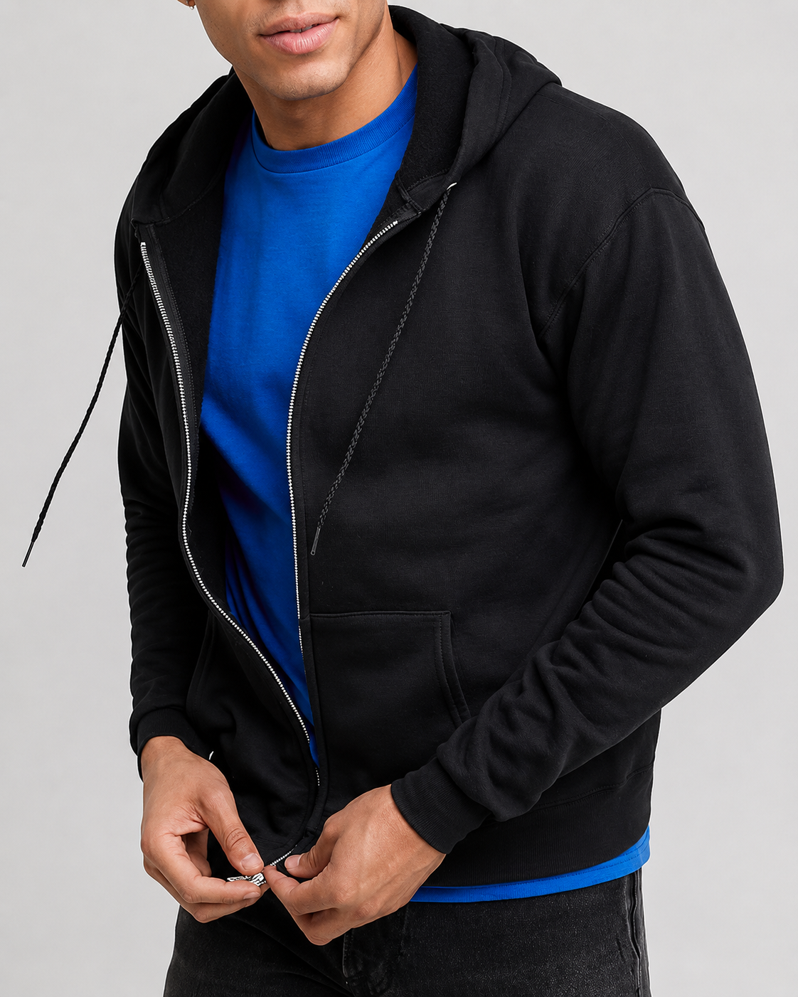  Men's Zip-up Hoodie,  Fleece Full-zip Hoodie for Men, Hooded Sweatshirt