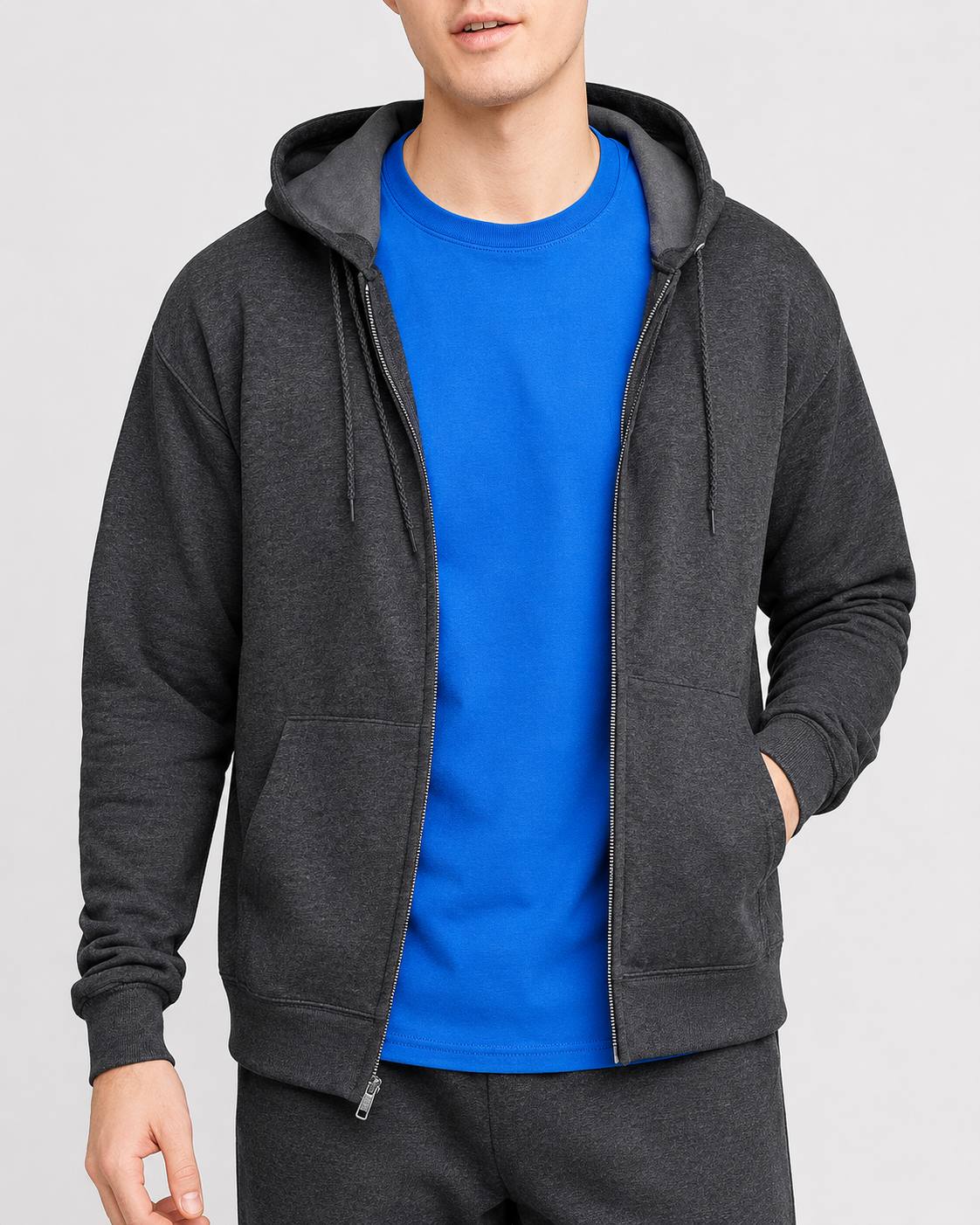  Men's Zip-up Hoodie,  Fleece Full-zip Hoodie for Men, Hooded Sweatshirt