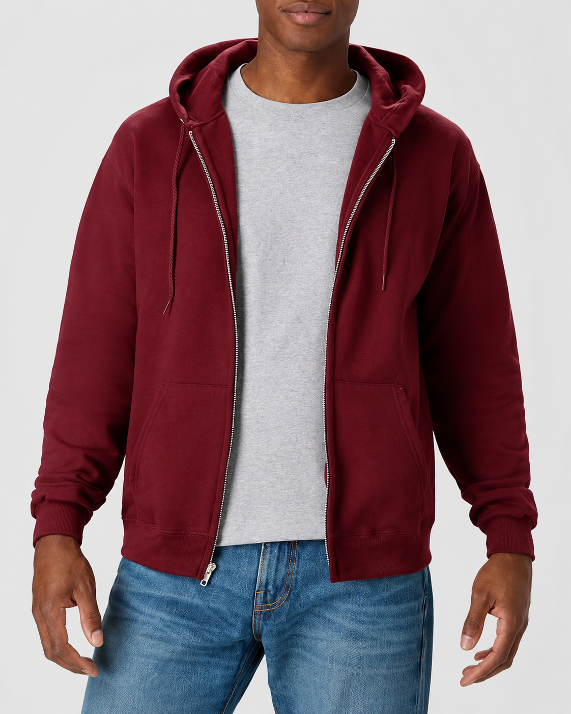  Men's Zip-up Hoodie,  Fleece Full-zip Hoodie for Men, Hooded Sweatshirt