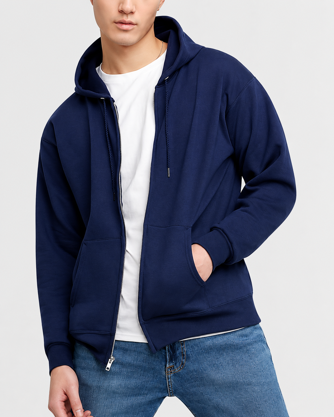  Men's Zip-up Hoodie,  Fleece Full-zip Hoodie for Men, Hooded Sweatshirt