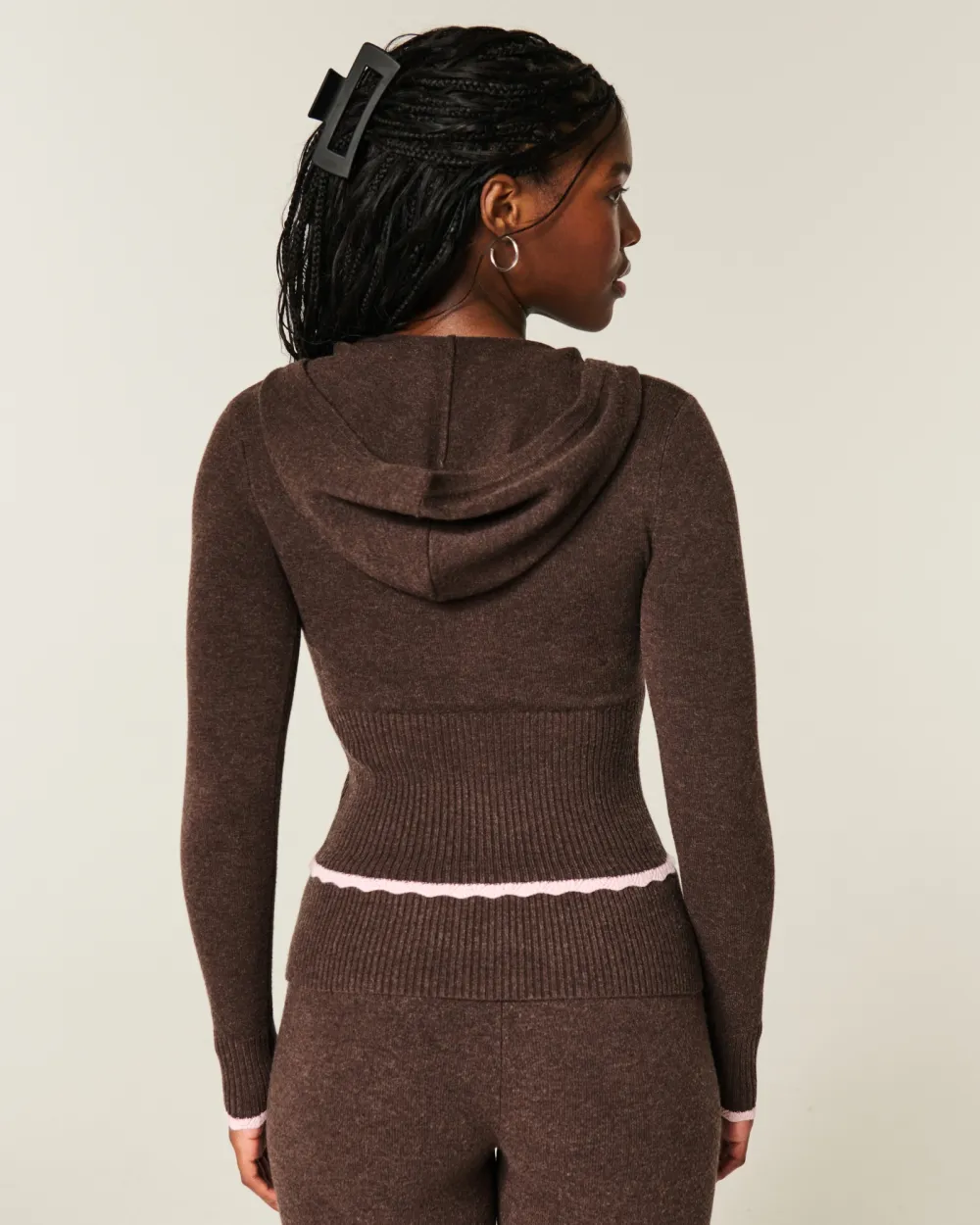 Cable-Knit Zip-Up Hoodie Sweater