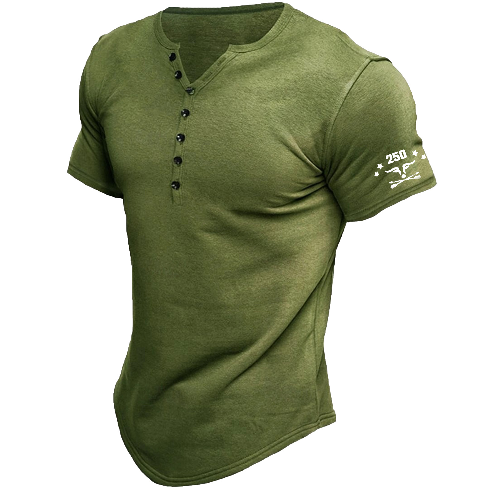 Men's T Shirt Tee Henley Top Short Sleeve Solid Color