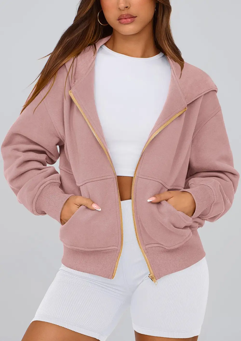  Hoodies ForWomen Sweatshirt Zip Up HoodieFall Fashion Trendy Long SleeveJackets Winter Clothing Outfits