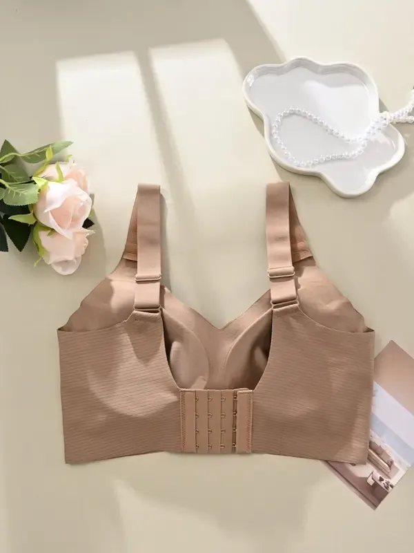 Women's Solid Color Wireless Bra,Comfortable Breathable Push Up Bra