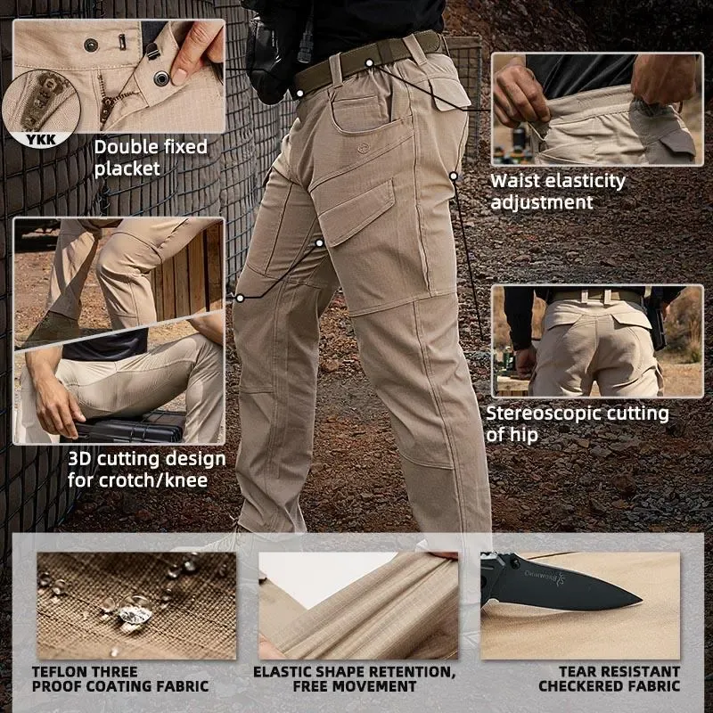 🔥Men's 7-Pack Tactica Waterproof Elastic Fabric Ripstop EDC Cargo Pant