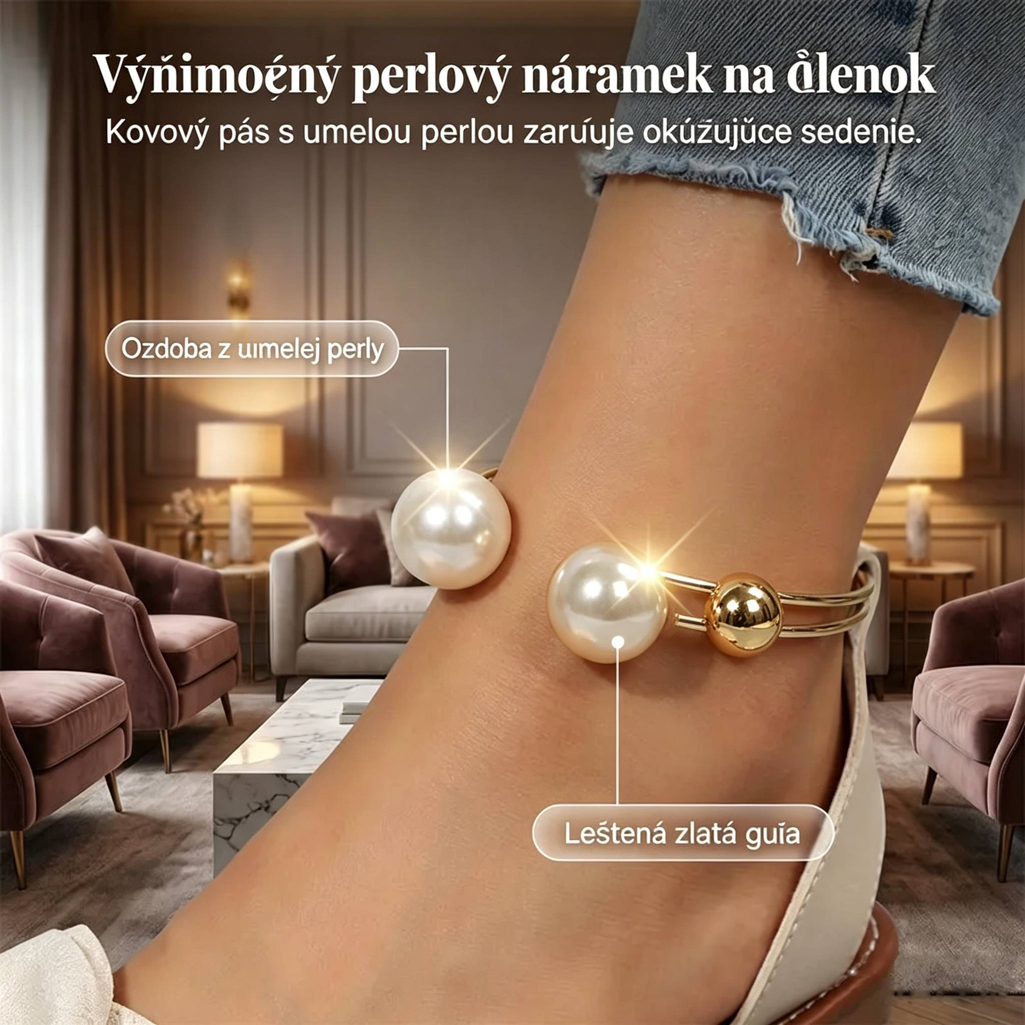 🌺 ZĽAVA 50 % 💐Štýlové sandále s perlovým remienkom okolo členka