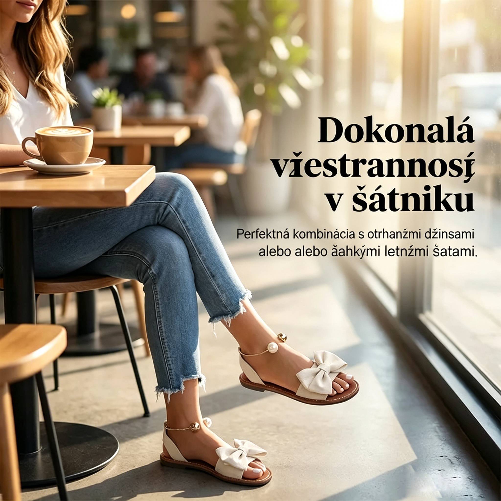 🌺 ZĽAVA 50 % 💐Štýlové sandále s perlovým remienkom okolo členka