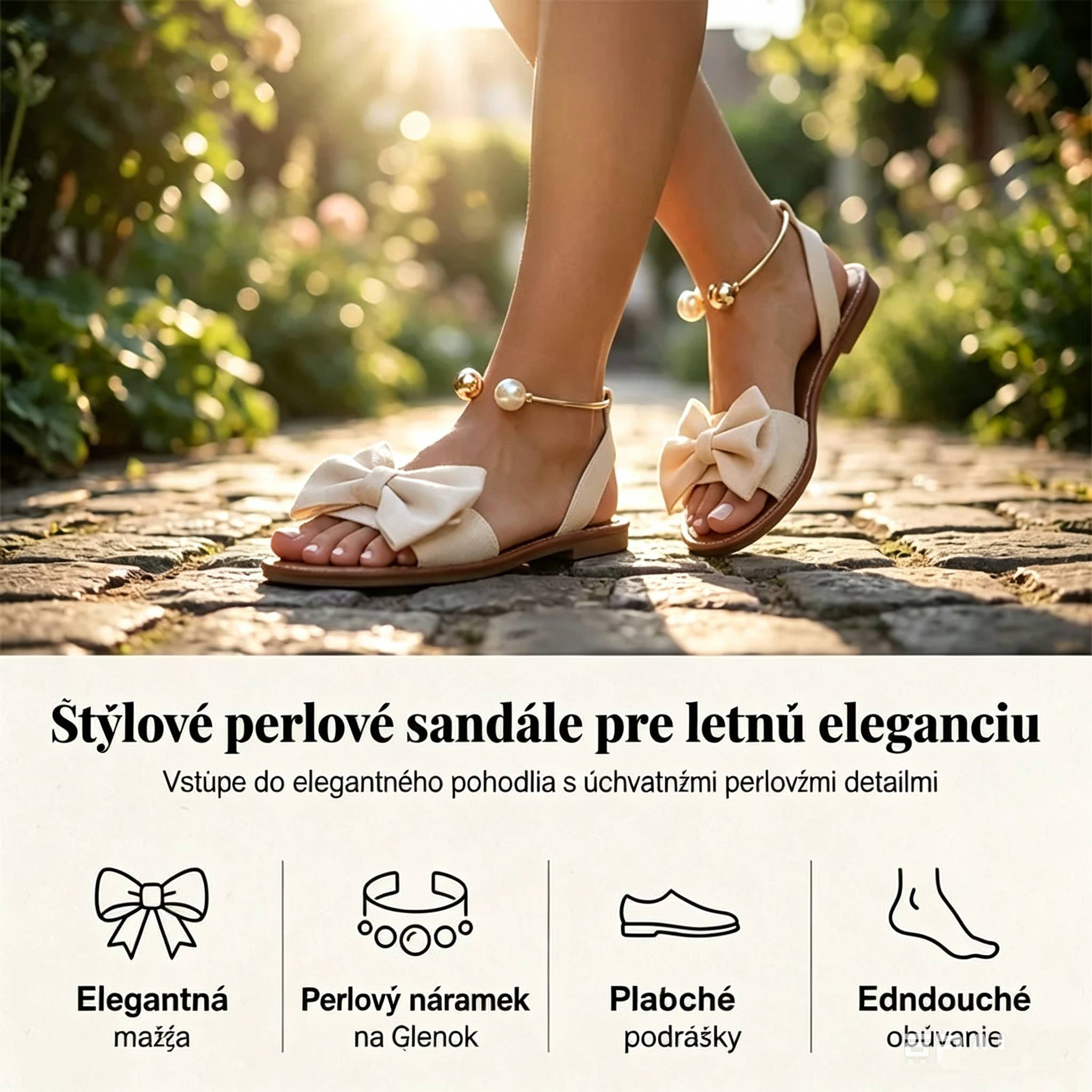 🌺 ZĽAVA 50 % 💐Štýlové sandále s perlovým remienkom okolo členka
