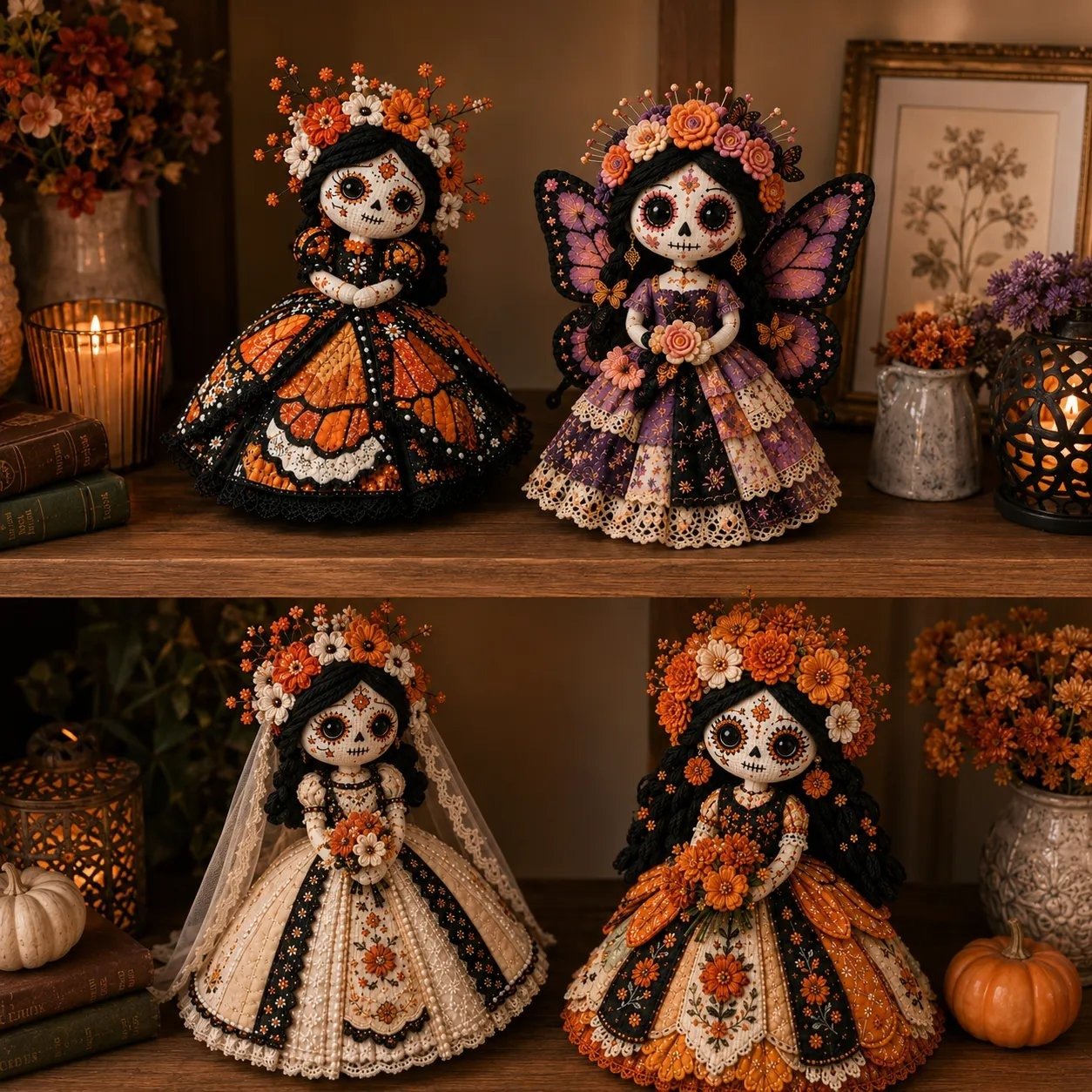 🔥 Day of the Dead Patchwork Doll DIY Kit | Handmade Fabric Craft with Floral Details