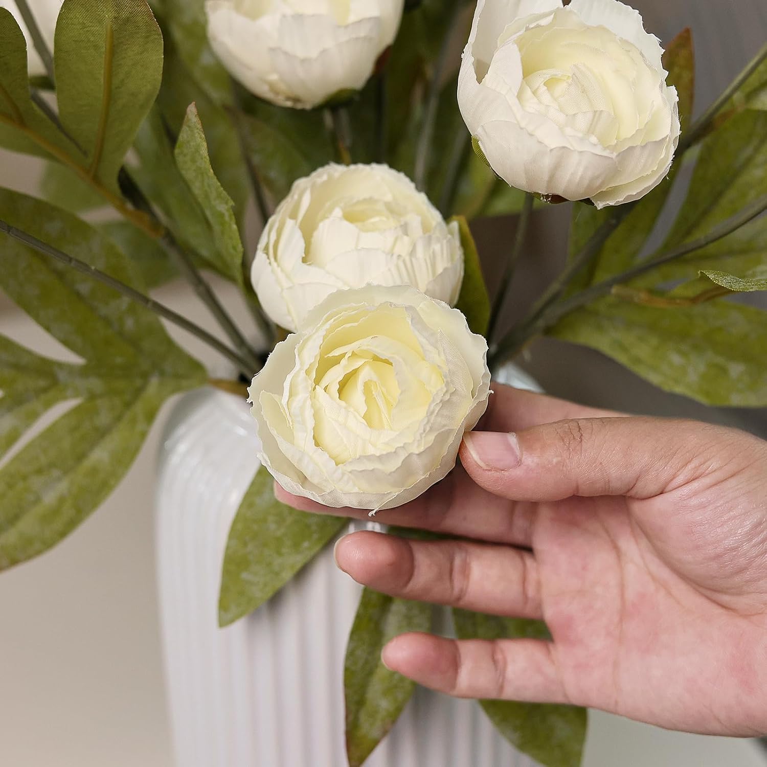 Faux Silk Peony Artificial Flowers for Vase -27"