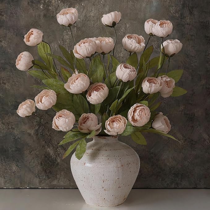 Faux Silk Peony Artificial Flowers for Vase -27"