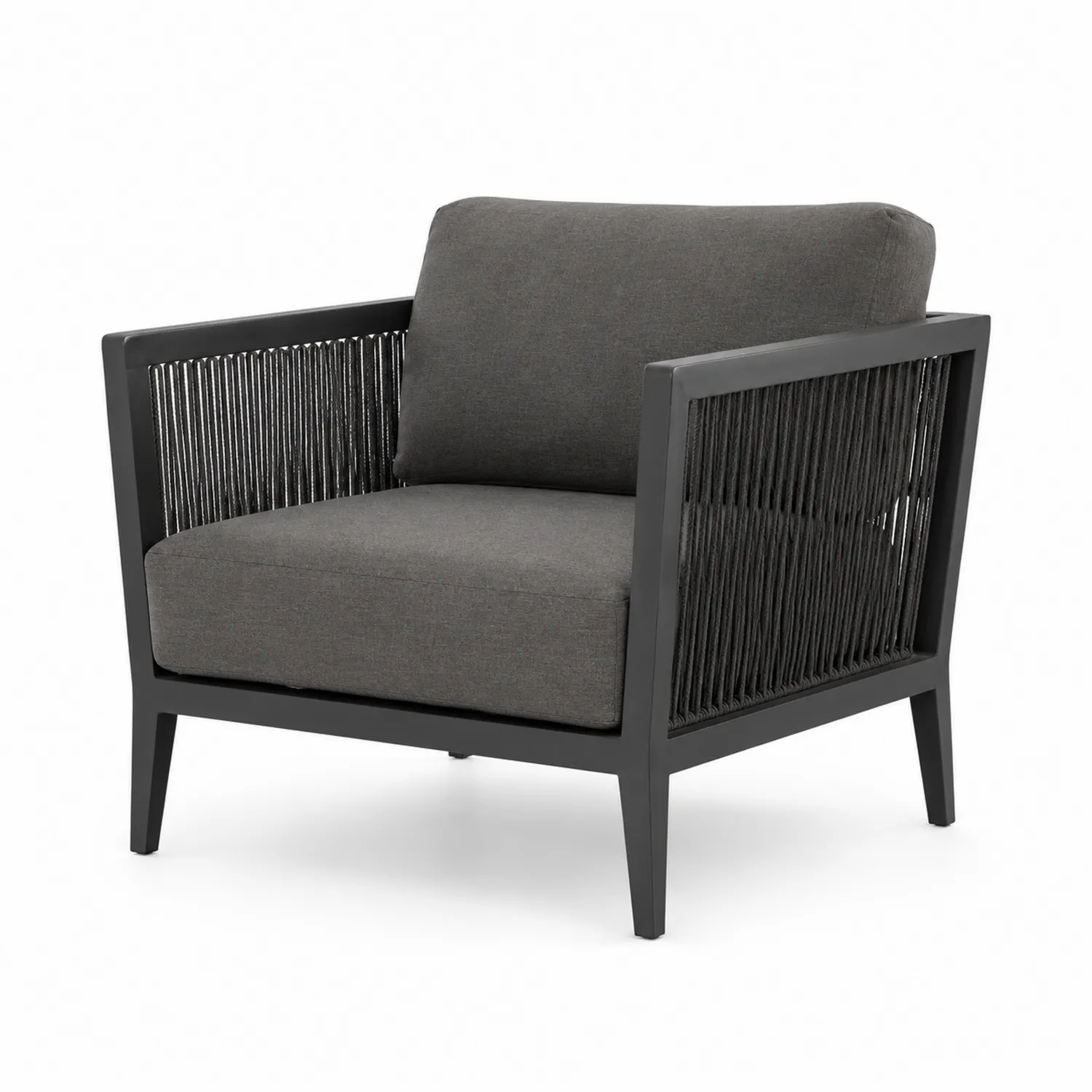 Sillón de Jardín de Aluminio y Poliester Gris Oscuro