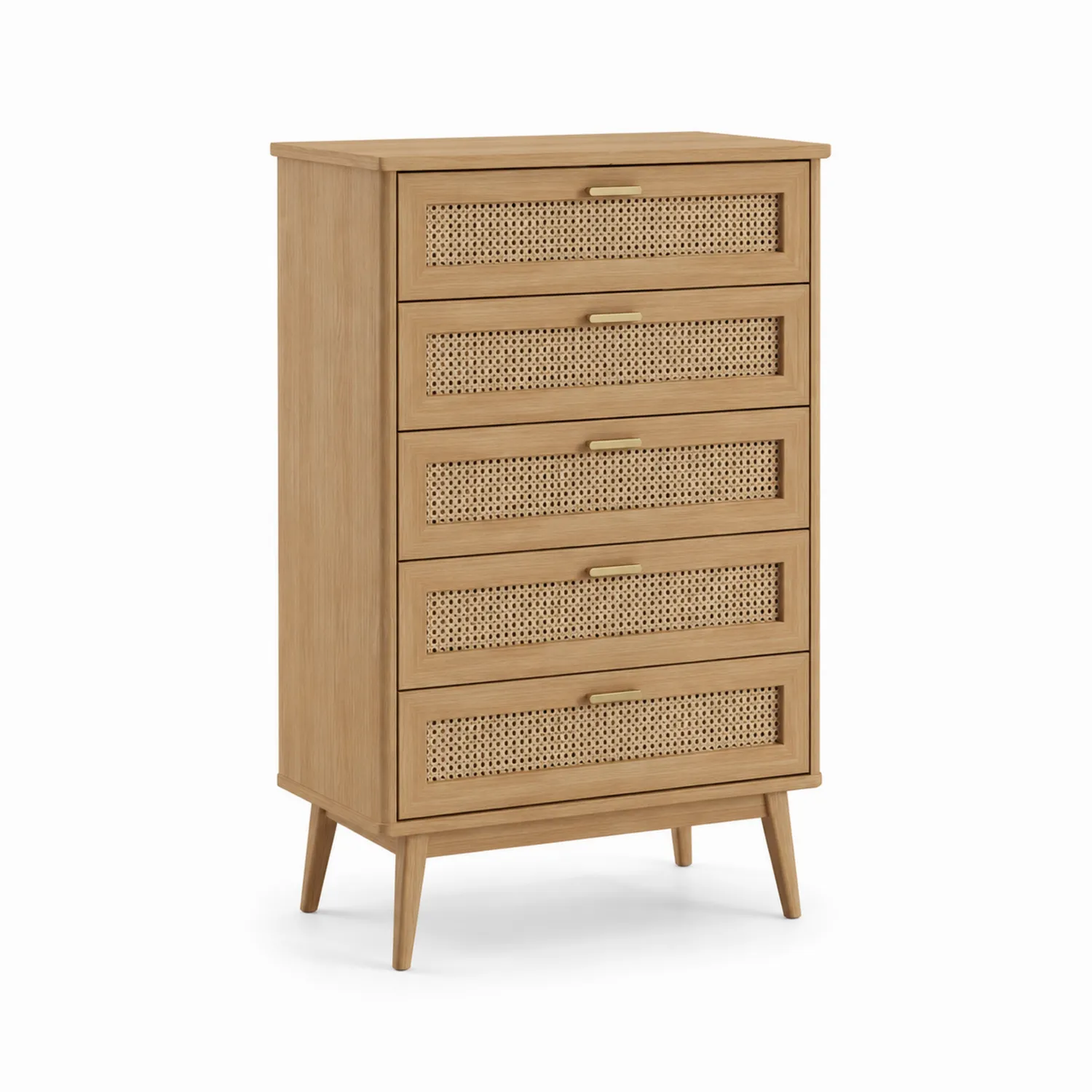 Cómoda de Madera con 5 Cajones de Ratan