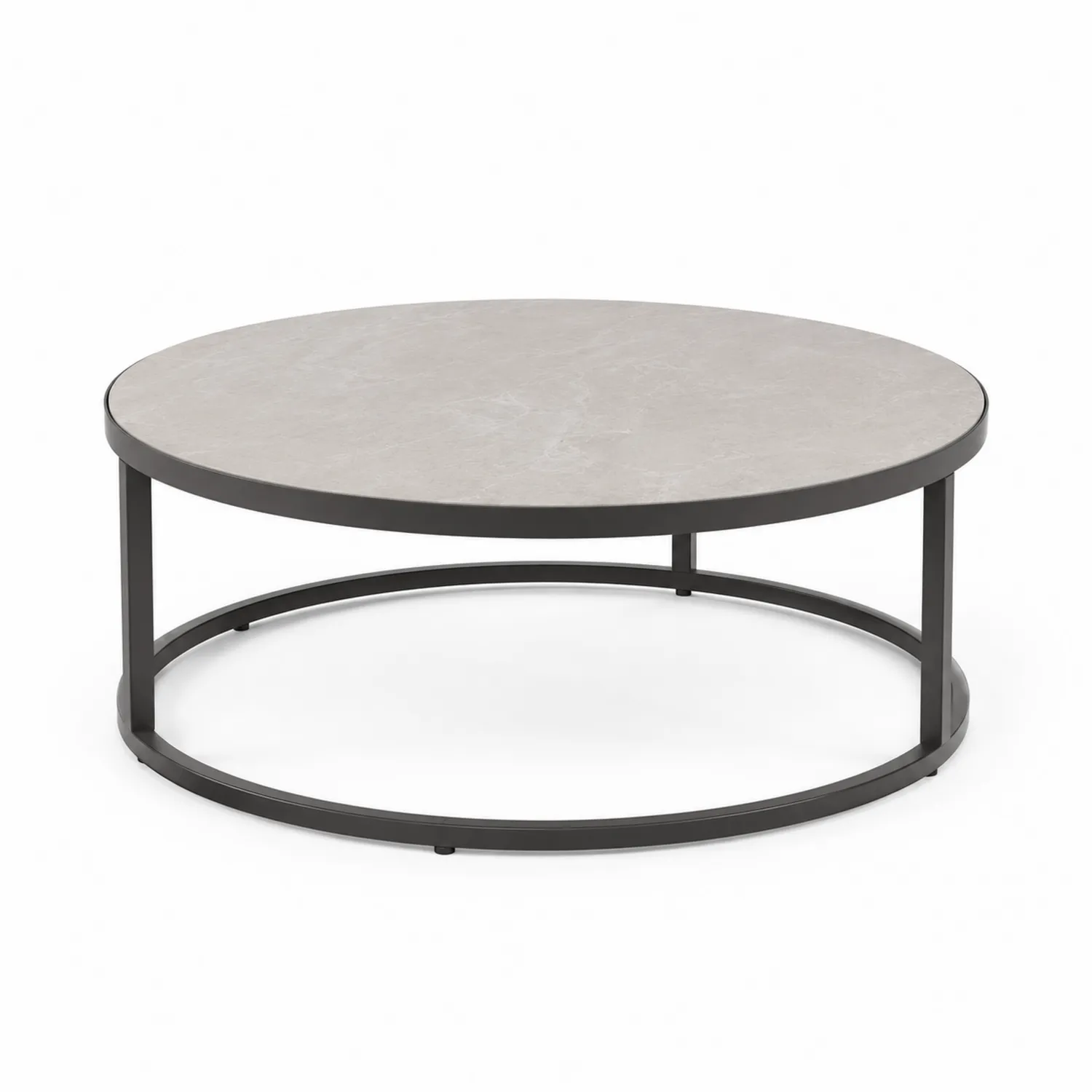 Mesa de centro redonda de mármol cerámico y estructura metálica 80 cm