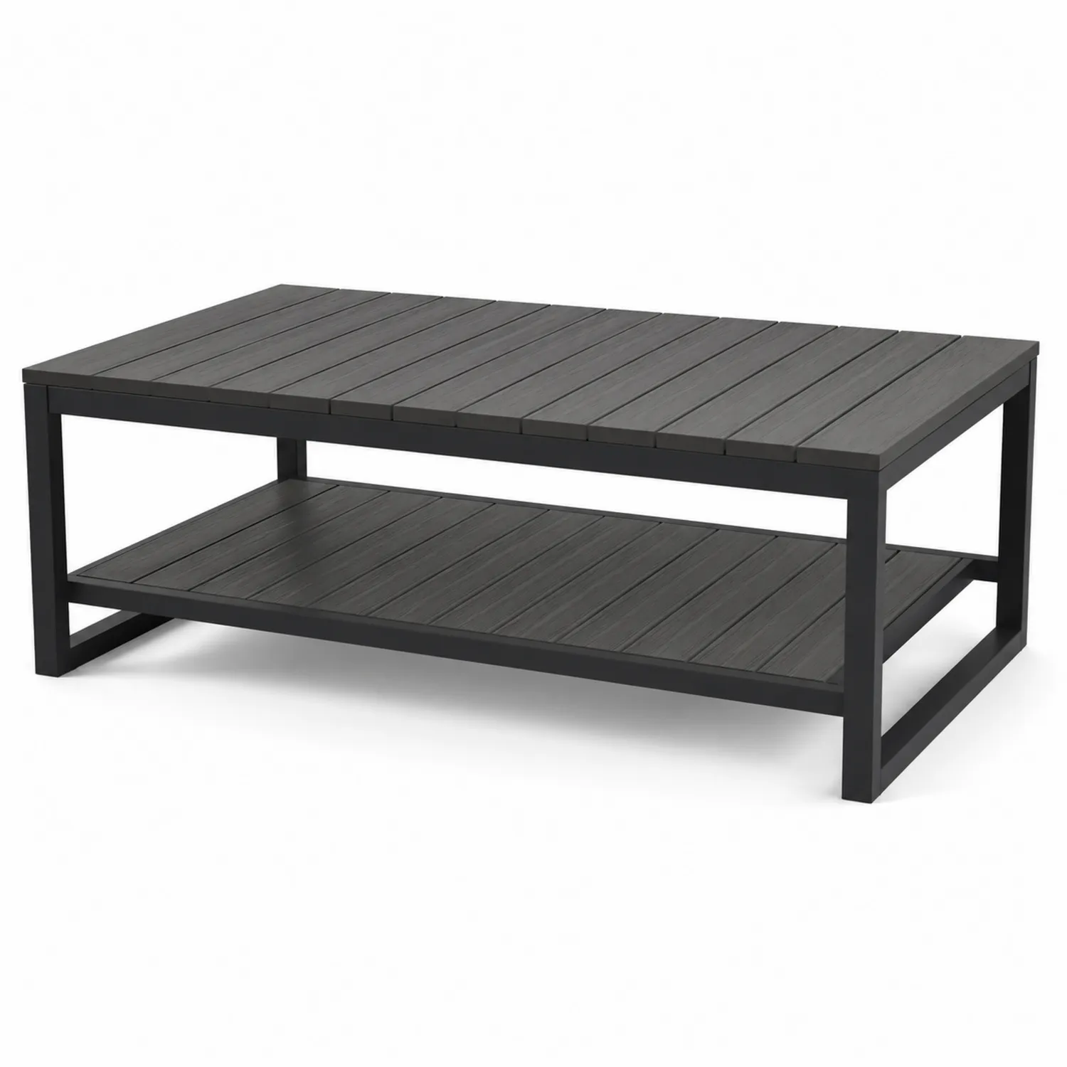 Mesa de Centro de Aluminio y Madera Compuesta Gris 120x60x45 cm