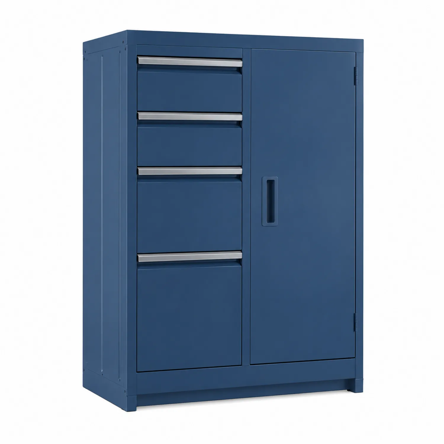 Armario metálico con puerta y cajones azul 180x90x45 cm