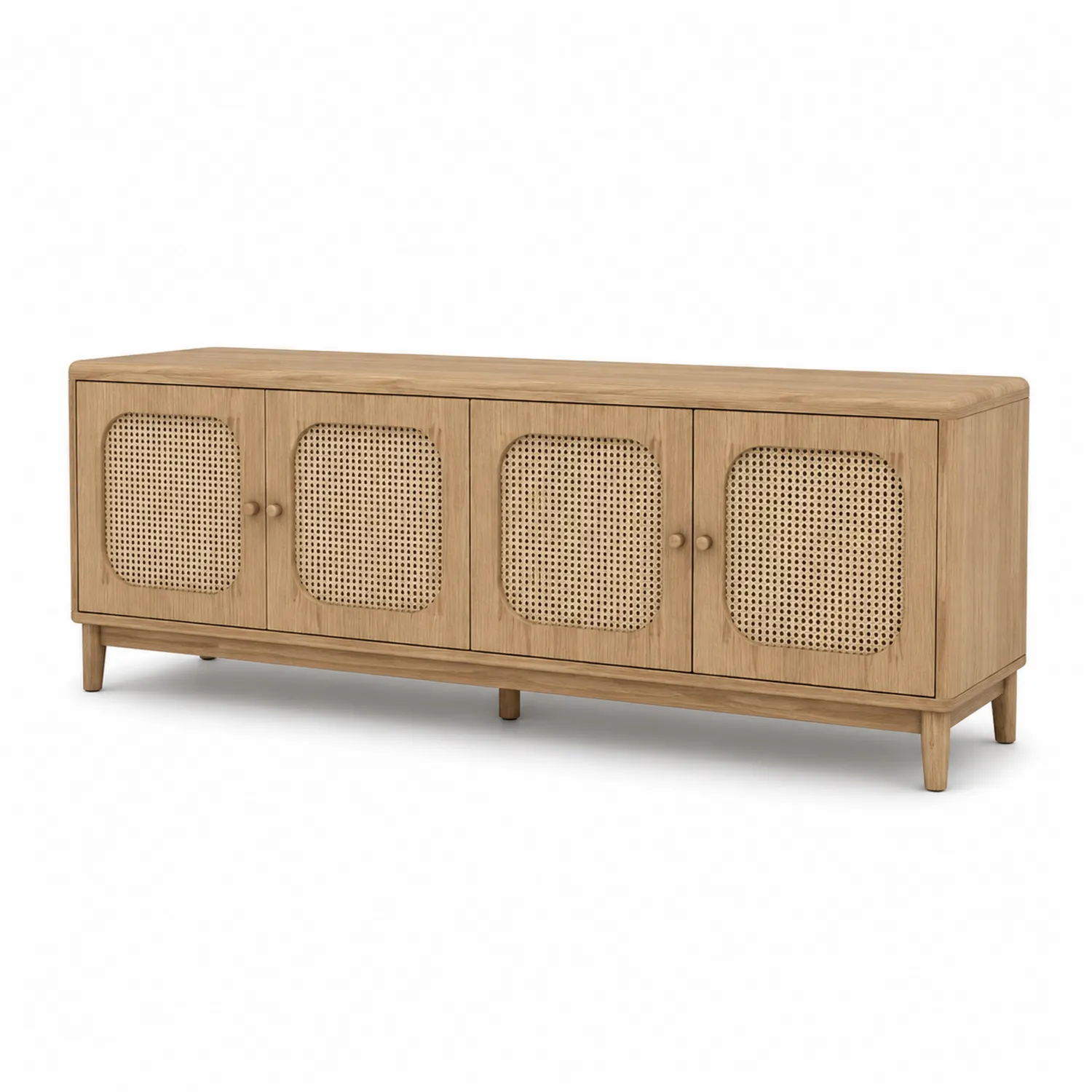 Mueble de TV de Madera con Puertas de Mimbre 150x40x50 cm